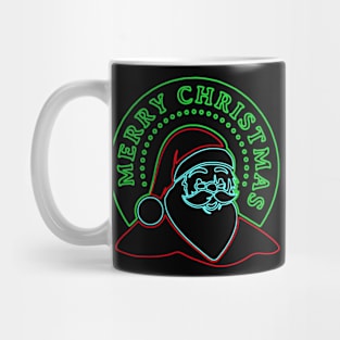 Modern Neon Sign Santa Claus Merry Christmas Mug